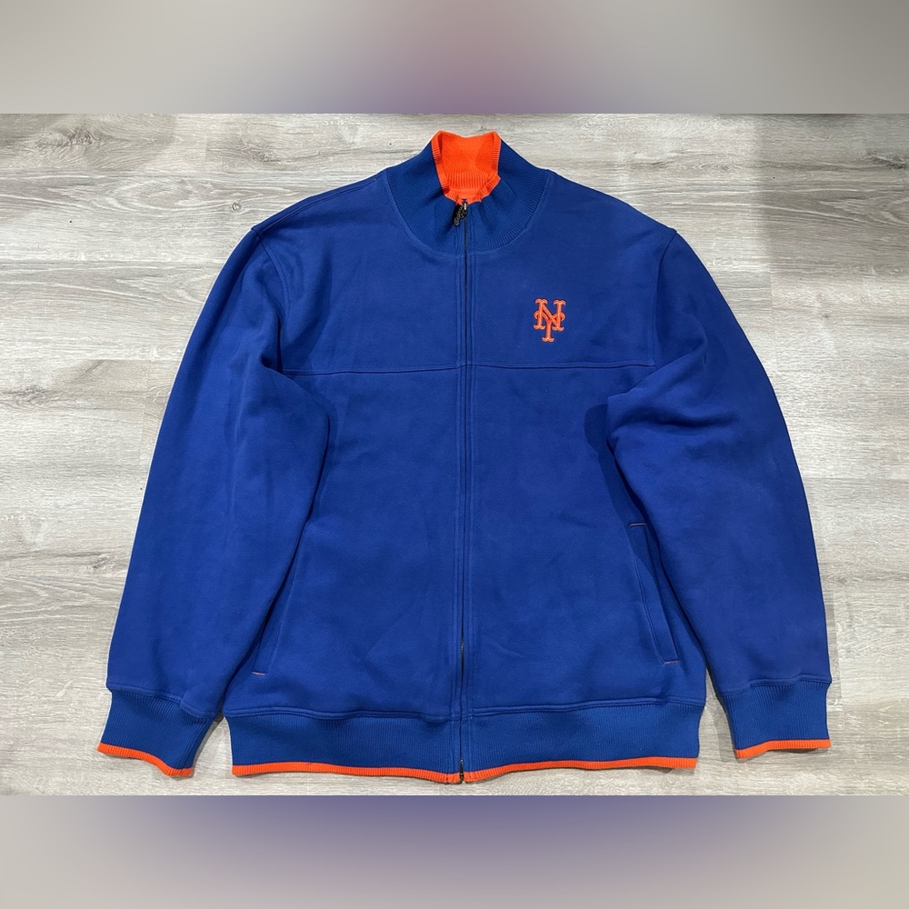 I260 Vintage Reebok New York Mets Jacket Mens 2XL Blue Orange MLB Baseball